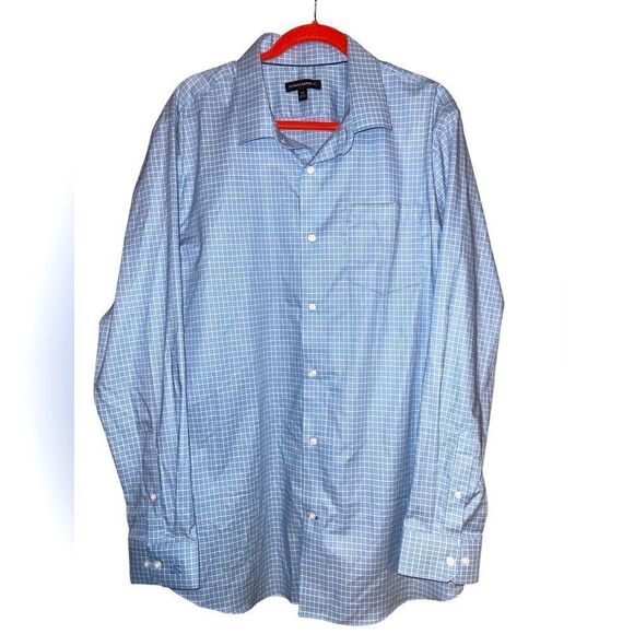 Banana Republic button shirt Mens XXL Blue White Small Check casual /working - Picture 2 of 8